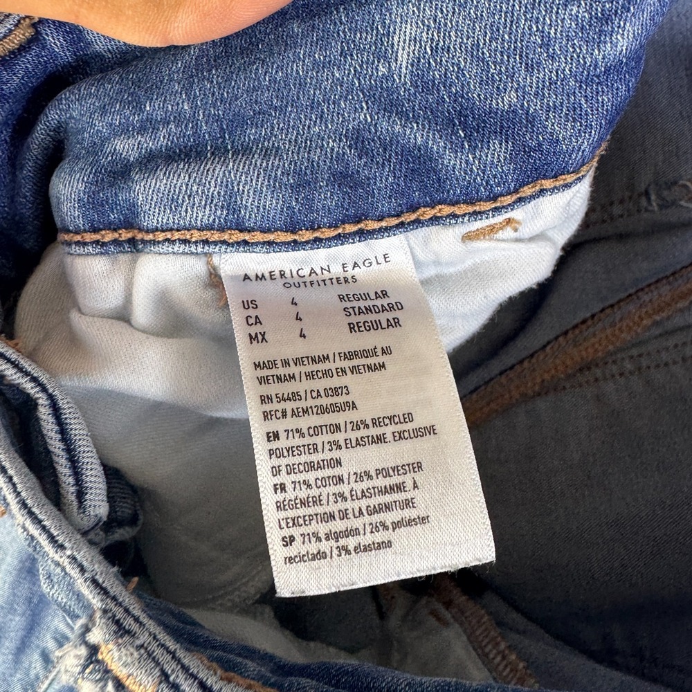 American Eagle Outfitters Womens Flared Jeans Blue Denim Super Low Rise Comfy 4 - Picture 14 of 16